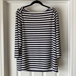 Talbots Boat Neck Blue‎ White Striped Top - EUC - Large